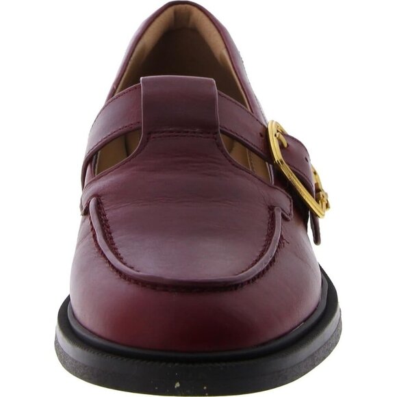 Sam Edelman Womens Burgundy Leather Rounded Toe Ankle Buckle Elaina Loafer - Picture 3 of 3